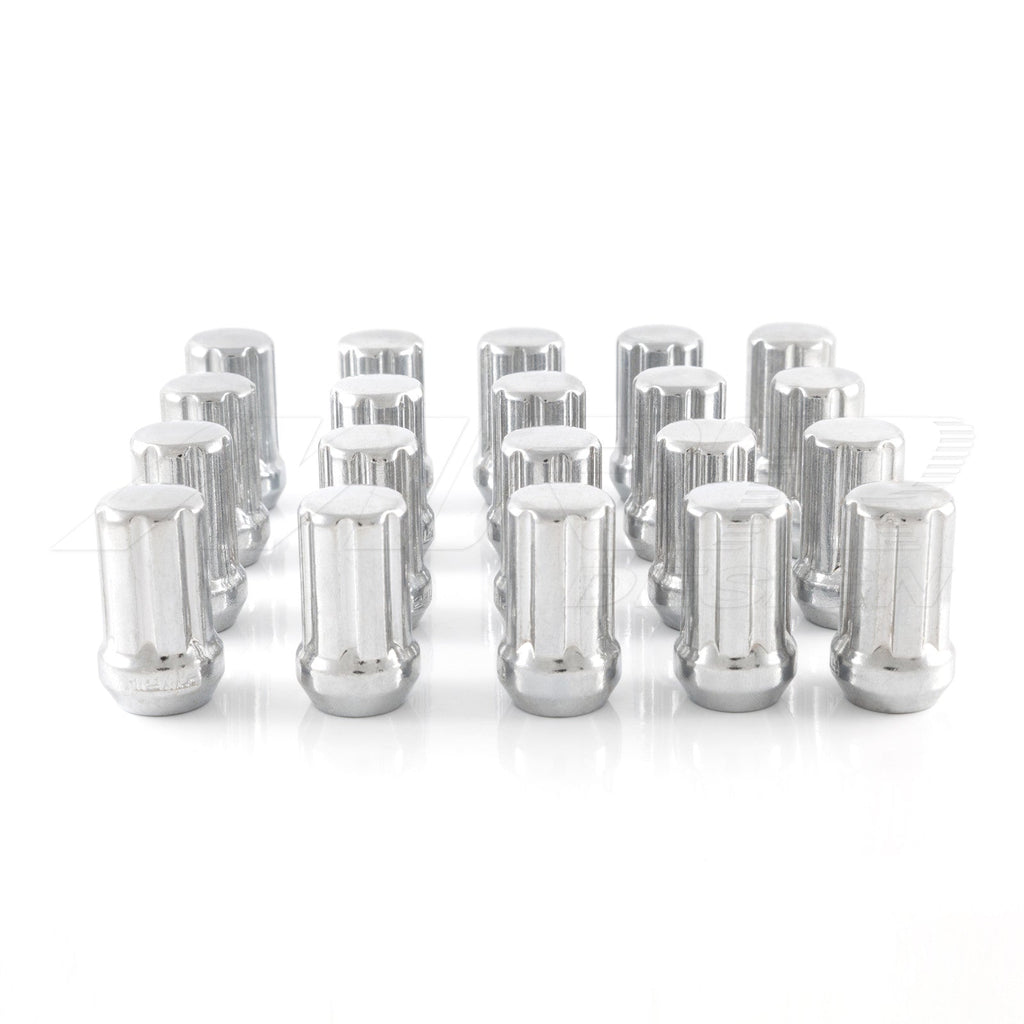 20-Piece Chrome Spline Spike Lug Nut Kit - M12x1.5 Thread, 4.5" Tall (Fits Chevy, GMC)